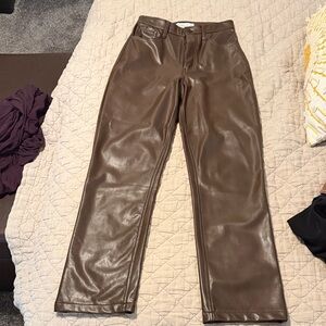 Abercrombie & Fitch Shiny Brown Leather Pants